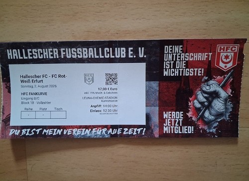 Ticket 2026 hallescher - 2.8.2026,