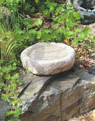 Vogeltränke granit rosa rund - vogeltränke,