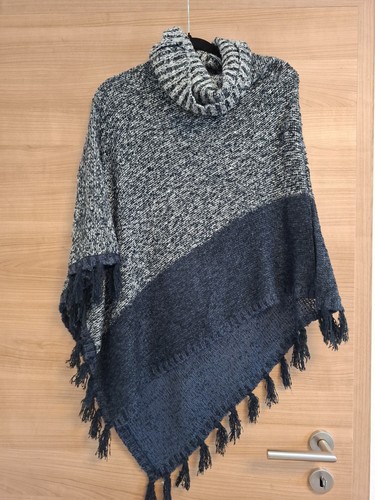 Poncho damen one size blau - poncho,