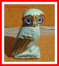 AΘE Kunsthandwerk AOE Deko EULE Uhu KAUZ Figur MESSING Athen TÜRKIS 80 Gramm