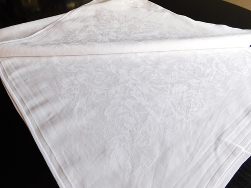 Damast tischdecke weiss - damast,