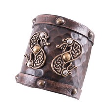 Armband aus Leder mit Zweiköpfigen Drachen Lederarmband Mittelalterarmband