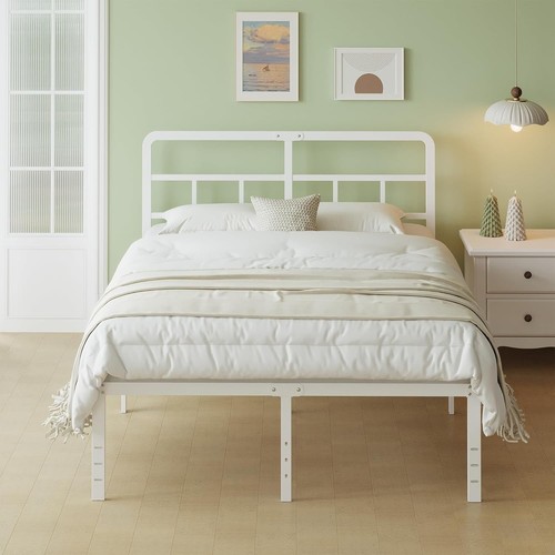 Metallbett 140x200 weiß mit - weiß,