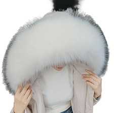 Luxus Damen Pelzkrage Kunstpelz Kapuzen Fellkragen Faux Pelz Schal Fellstreifen
