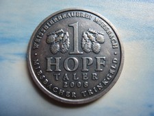 1 Hopftaler von 2008 Weissbierbrauerei Miesbach Biermarke Biermünze 