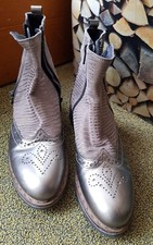 Silber Graue Budapester-Stiefeletten 38,5 / Donna Carolina 