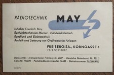 Werbe Flyer RADIOTECHNIK  MAY , Freiberg Korngasse 3, Maße 10,5 x 6,7cm
