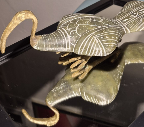 Messing vogelfigur mit gravur - vogelfigur,