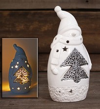 Windlicht Schneemann Keramik