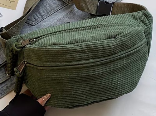 Bauchtasche xxl cord - -, grÜn