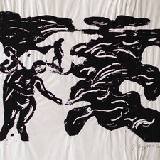 Arthur Degner Menschen am Strand Berliner Secession signiert Holzschnitt 20 Jh