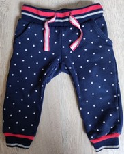 Baby-Kleidung – Hose – Größe 74/80 – Poco Piano – Dunkel-Blau – Weiß gepunktet