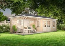 Gartenhaus Holzhaus Mississippi-40 Holz Schleppdach Terrasse Freizeithaus 40 mm