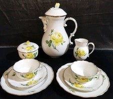 Meissen,Gelbe Rose, Kaffeekern + 2 Gedecke, 1./2.Wahl, 9-teilig,700