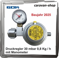 Gasdruckregler für Caravan Wohnmobil Wohnwagen 30 mbar mit Manometer Propan Gas