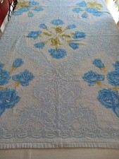 Vintage: Großes Badehandtuch - 146x110cm - Frottee, Rosenmotive, 60er 70er Jahre
