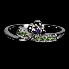 925 Sterlingsilber Ring Runder Amethyst Chromdiopsid Edelstein Schmuck Größe 9
