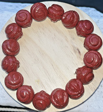 Rote Schlangen Zinnober Armband Stretcharmband Edelstein Kristall Heilstein 15mm