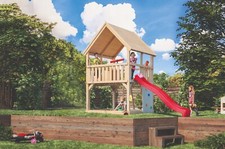 Spielturm mit Rutsche rot