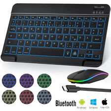 Bluetooth Beleuchtete Tastatur Keyboard Maus für PC Handy Tablet QWERTZ Layout