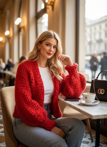 Kuscheliger roter chunky knit - kuscheliger,