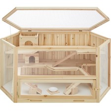 Hamsterkäfig aus Holz  115x60x58cm Nagerkäfig Kleintierkäfig braun B-Ware