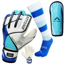 Torwarthandschuhe Fingersave im SET Handschuhe mit Stutzen u. Schienbeinschonern