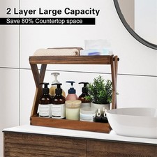 Holz-Arbeitsplattenregal, rustikal, Retro, stabil, 2 Ebenen, für Theke,