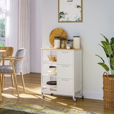 HOMCOM Küchenwagen Servierwagen mit 3 Schubladen, Küchenrollwagen mit 3 Ebenen