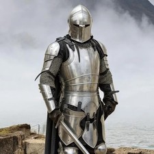 Barbuta Ganzkörper-Rüstungskostüm, mittelalterlicher Barbuta-Helm, Cosplay-Rüstu