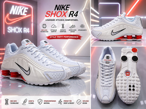 Nike shox white - shox, red