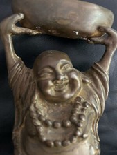 Buddha mit Korb Skulptur Bronze Asia Feng Shui Glück Gesundheit Wohlstand Freude