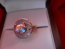 2,55 ct Mondlicht Topas Gold Ring mit 54 Diamanten Natürlich Feminin Behandelt