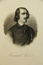 M. LÄMMEL (*1849), Lyriker Emanuel Geibel (1815-1884), Kupferstich Romantik