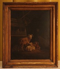 Uraltes Ölgemälde Stall