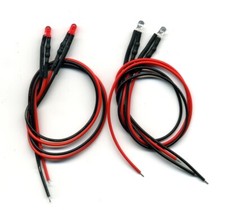 4er LED Beleuchtung Kit, verdrahtet, warmweiß Rot, 11-15V für Slotcars 1:24/1:32