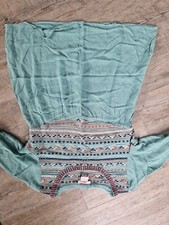 Folklore Hippie Lang Arm  Häkel Tunika Bluse  grün   Gr.  36  S   z. B. LARP