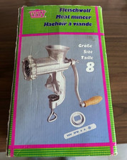GSW Manueller Fleischwolf Gr.8 Wurstmaschine Gusseisen Handkurbel m. Keksvorsatz