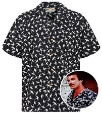 Original Tom Selleck Magnum Shirt Made in Hawaii Dragonfly Black