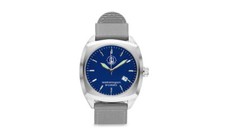 Seemannsgarn _ Maritimes Uhr, Zifferblatt Navy-blau, Band Grau