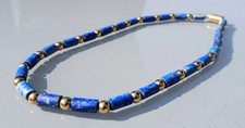 Königsblaue Lapislazuli Kette vergoldetes 925er Silber mit Magnetverschluss