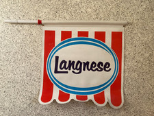 LANGNESE EIS Reklame Kiosk Fahne 70cm/ 47 x 47cm Kunststoff um 1980-1990