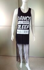 extra lange Fransen Kleid 34/36/38 Party Ibiza Strand Festival Tunika Long Shirt