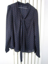 Edle Schluppenbluse, Schleifenbluse, Tupfenbluse, Bluse , Hemd,  Langarm, binden