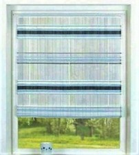 Raffrollo Riga  Streifen  blau & grau Raffgardine  Rollo   80 cm  B x 145 H cm