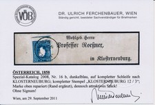 ÖSTERREICH 1858 Zeitungsmarke
