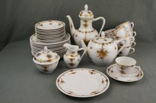 OSCAR SCHALLER schönes altes Kaffee- Teeservice Blumen Golddekor 9P 34tlg 