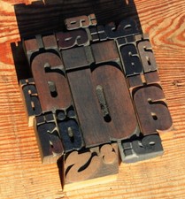 "äää" Konvolut Holzlettern Buchstaben Lettern Stempel Typographie Druck Vintage~