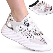 Damen Plateau Sneaker Nieten
