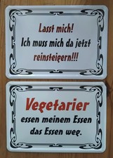 2 Vintage Blechschilder, Sprücheschilder, 15x21,5 cm